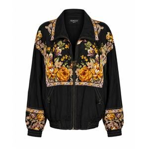 Vintage Giacca Sport 100% Silk Floral Bomber Jacket Oversized 90s Versace Style
